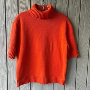 VTG Ralph Lauren Cotton Short Sleeve Turtleneck Sweater Orange L